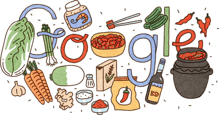 Google Doodle illustration of kimchi